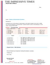 Advertisement Tariff Rate 1