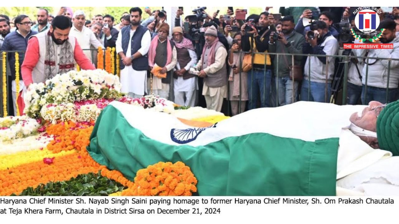 Haryana Chief Minister Nayab Singh Saini pays tribute to former Chief Minister Chaudhary Om Prakash Chautala