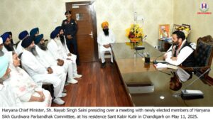 CM Nayab Saini meets newly elected members of Haryana Sikh Gurdwara Parbandhak Committee in Chandigarh