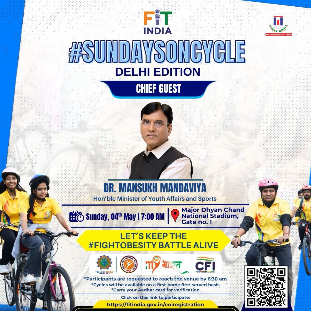 Sports Minister Dr Mansukh Mandaviya To Join ‘Cycling with Teachers’ Event in Delhi