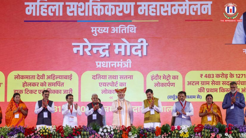 Prime Minister Shri Narendra Modi addresses the Mahila Sashaktikaran Mahasammelan on the occasion of 300th birth anniversary of Lokmata Devi Ahilya Bai Holkar in Bhopal, Madhya Pradesh