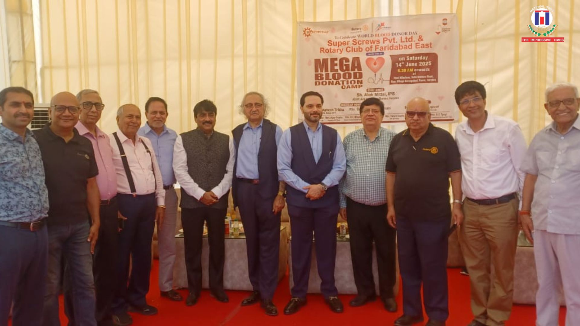 Super Screws Pvt. Ltd. and Rotary Club of Faridabad East host Mega Blood Donation Camp on World Blood Donor Day in Palwal