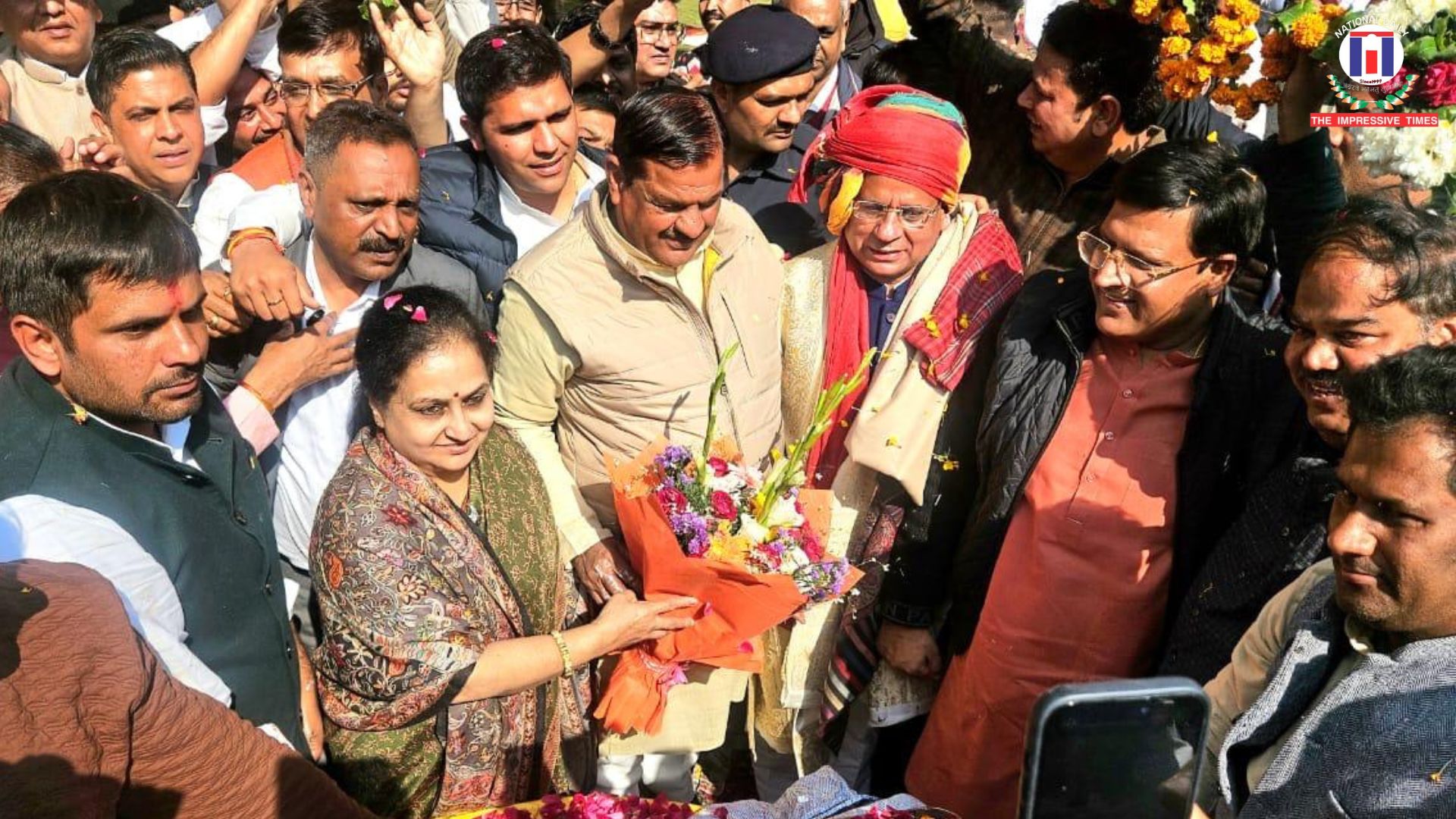 Helicopter Shower of Flowers Marks Birthday Celebrations of Minister Rajesh Nagar in Faridabad