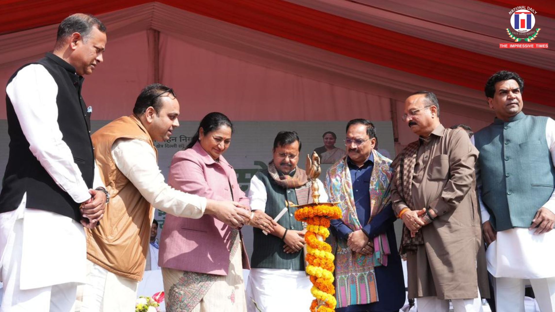 BJP National President Nitin Nabin and CM Rekha Gupta flag off 500 new EV buses from Ramlila Maidan