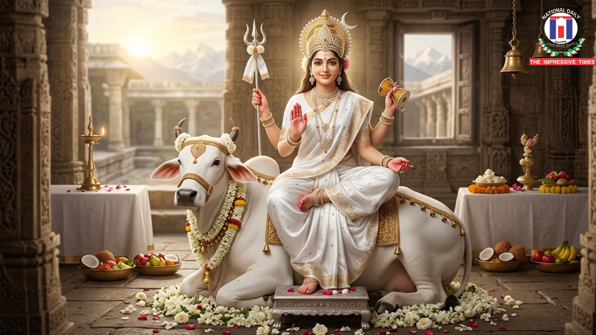 Chaitra Navratri 2026 Day 8 Greeting Worship of Maa Mahagauri