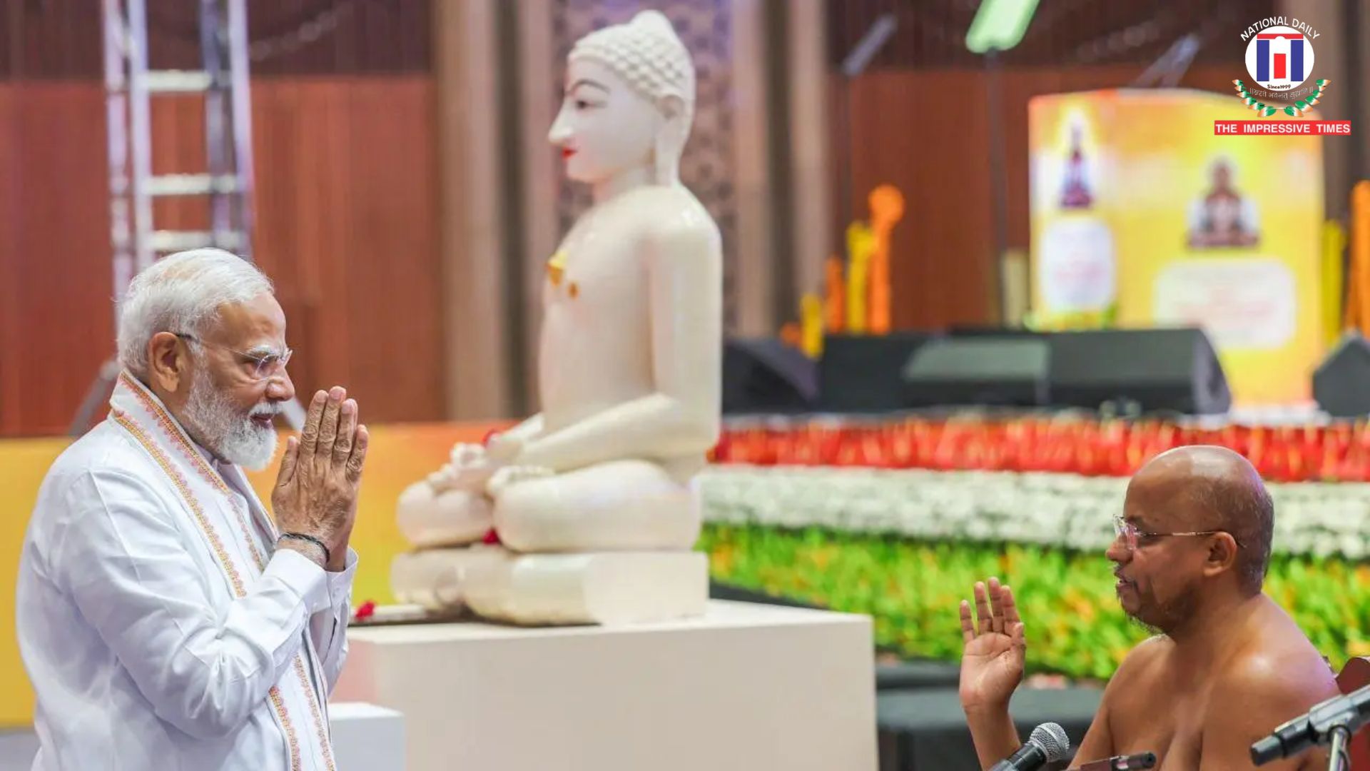 PM Modi Pays Tribute to Lord Mahavir Spirit of Peace and Compassion Celebrated Across India