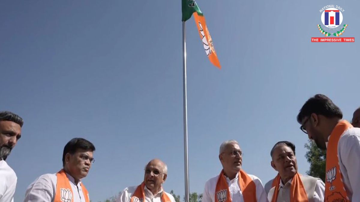 Gujarat Chief Minister Bhupendra Patel Hoists BJP Flag on Party Foundation Day