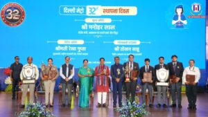 CM Rekha Gupta Announces 7 New Corridors in Delhi Metro Phase V (B) at 32nd Foundation Day Event