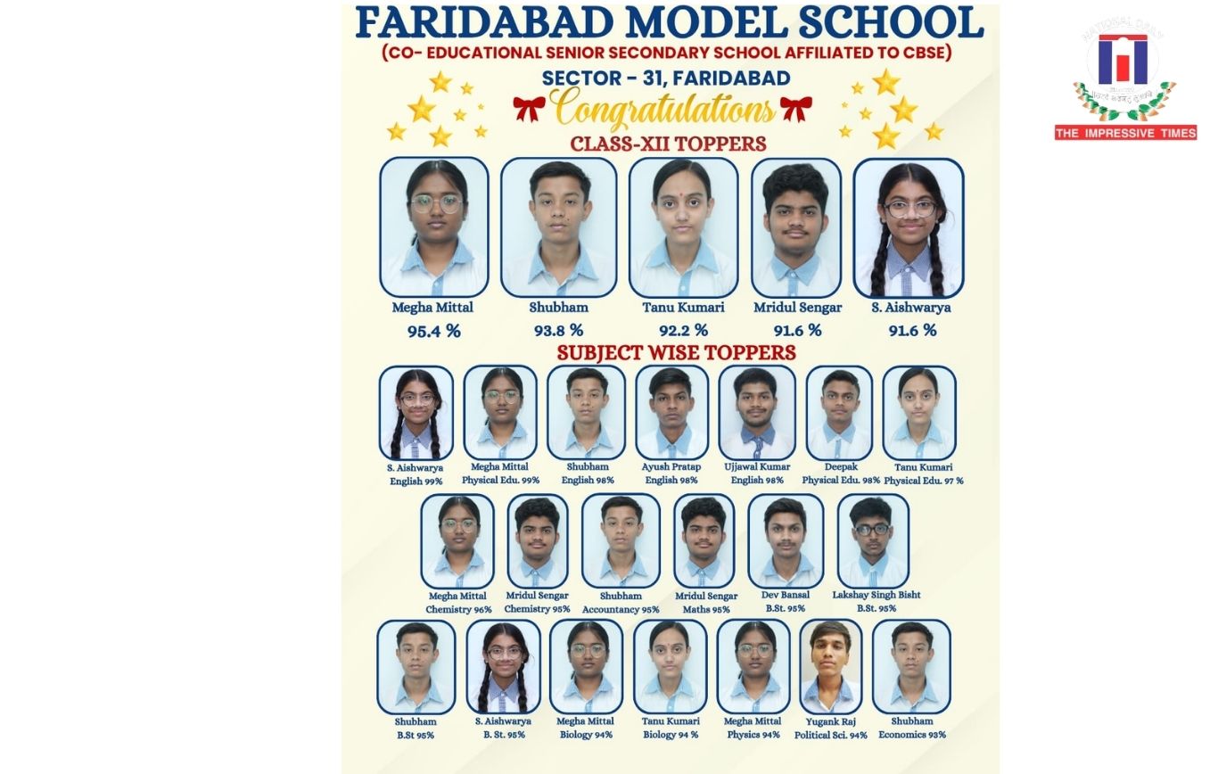 Faridabad Modern School Celebrates Exceptional CBSE Class 12 Board Results with Remarkable Academic Success