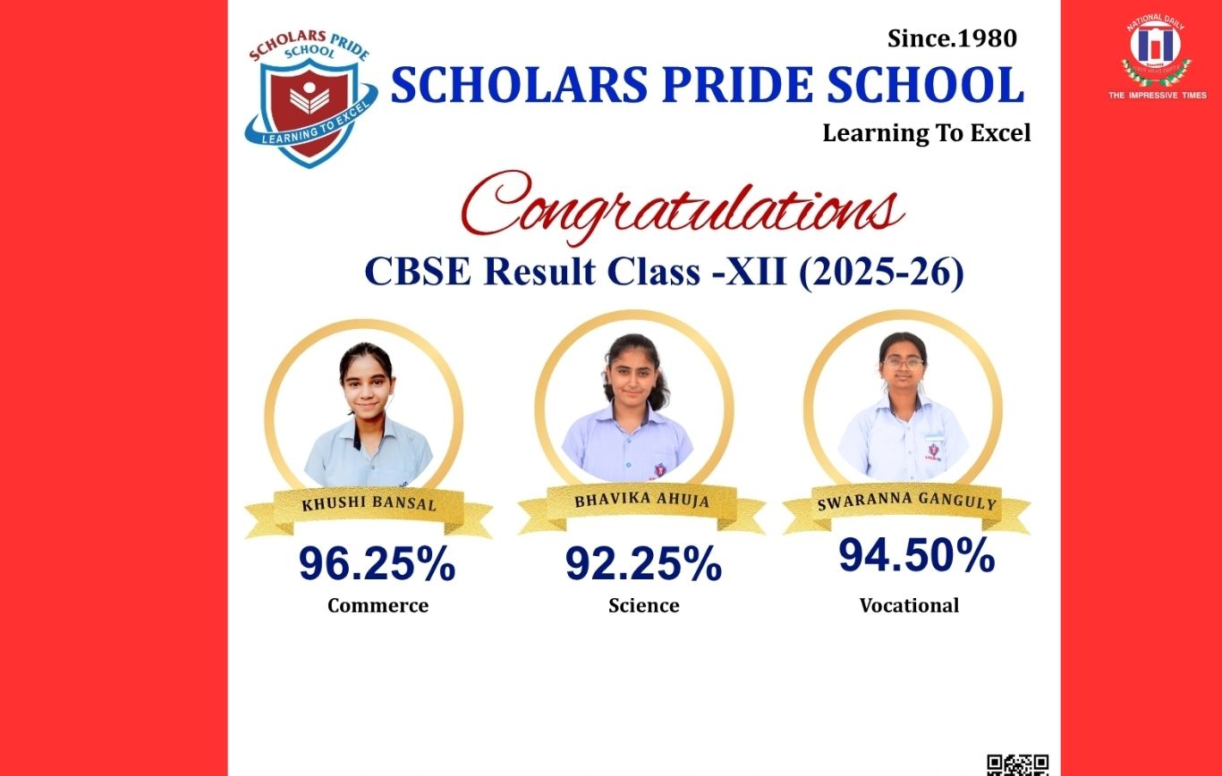 Scholars Pride School Achieves Perfect 100 Percent Result in CBSE Class 12 Board Examination
