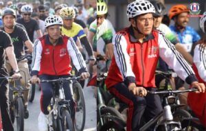 Union Minister Mansukh Mandaviya Marks World Bicycle Day with Cycling Event at JLN Stadium in Delhi