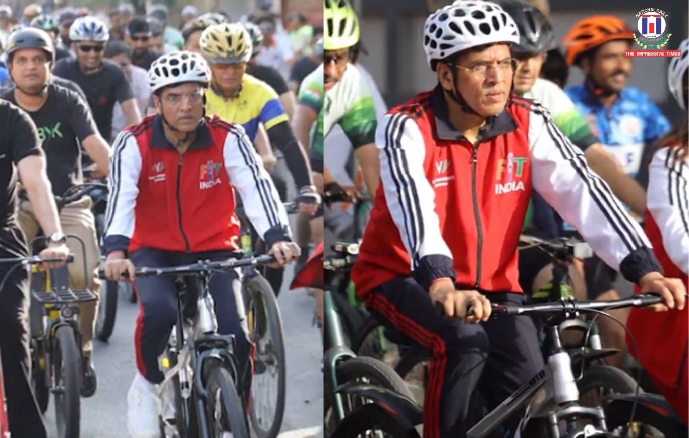 Union Minister Mansukh Mandaviya Marks World Bicycle Day with Cycling Event at JLN Stadium in Delhi