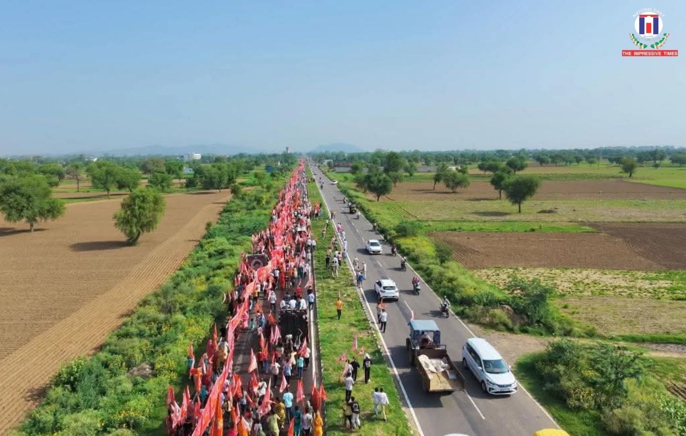 Historic 1,100-Metre Flag Yatra in Pali Dham Moves Towards World Record on Nirjala Ekadashi