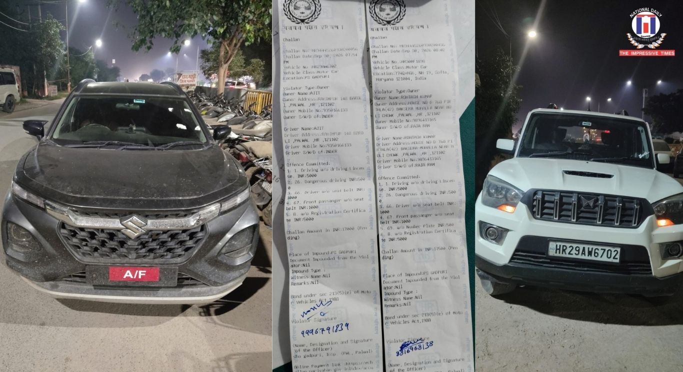 Palwal Police Impound Two Vehicles, Issue ₹35,000 Challan Over Road-Hooliganism