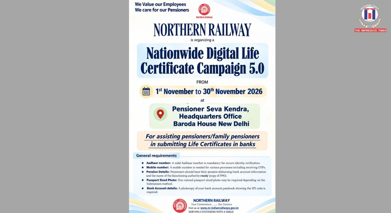 Northern Railway to Launch Digital Life Certificate Campaign 5 from November 1